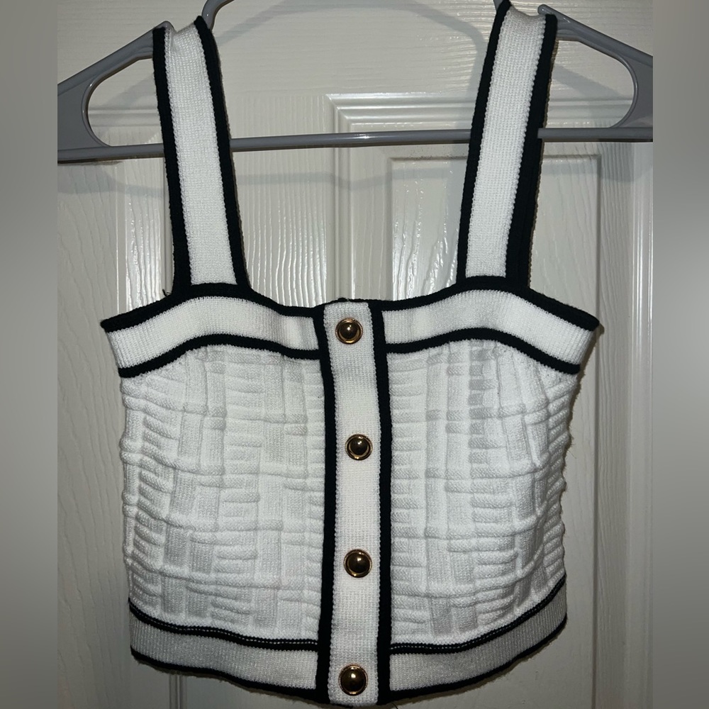 White and black crop top